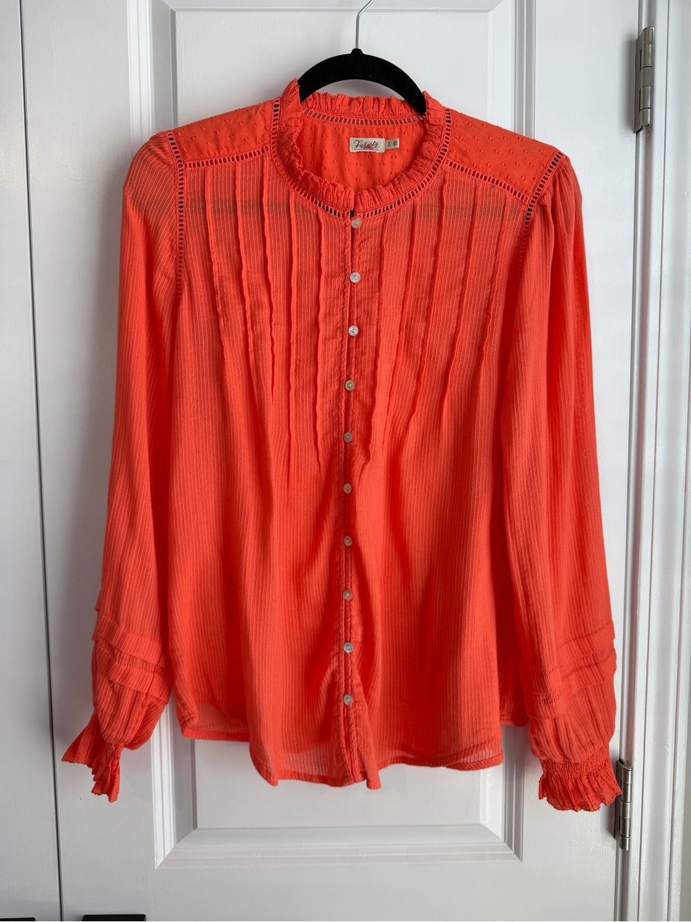 FAHERTY WILLA LONG SLEEVE TOP EMBERGLOW SIZE MEDIUM